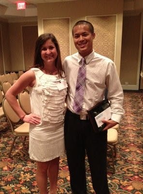 Meghan Sadler and Thanh (TJ) Nguyen were the two students honored by the Career Center. (Eva Woghiren / WRITER)