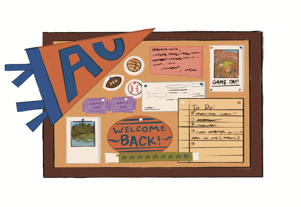 <p>A corkboard covered with color; layered with handwritten notes, papers, photos and stickers.</p>