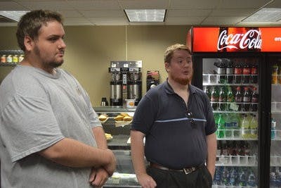 Freshamn Eric Bohanan, left, and senior James Joyce spent more than $1,000 between them both from their Tiger Dining account on faculty, staff and students on Thursday. They spent nearly two hours in Lowder Lounge buying anything for anyone who walked in.