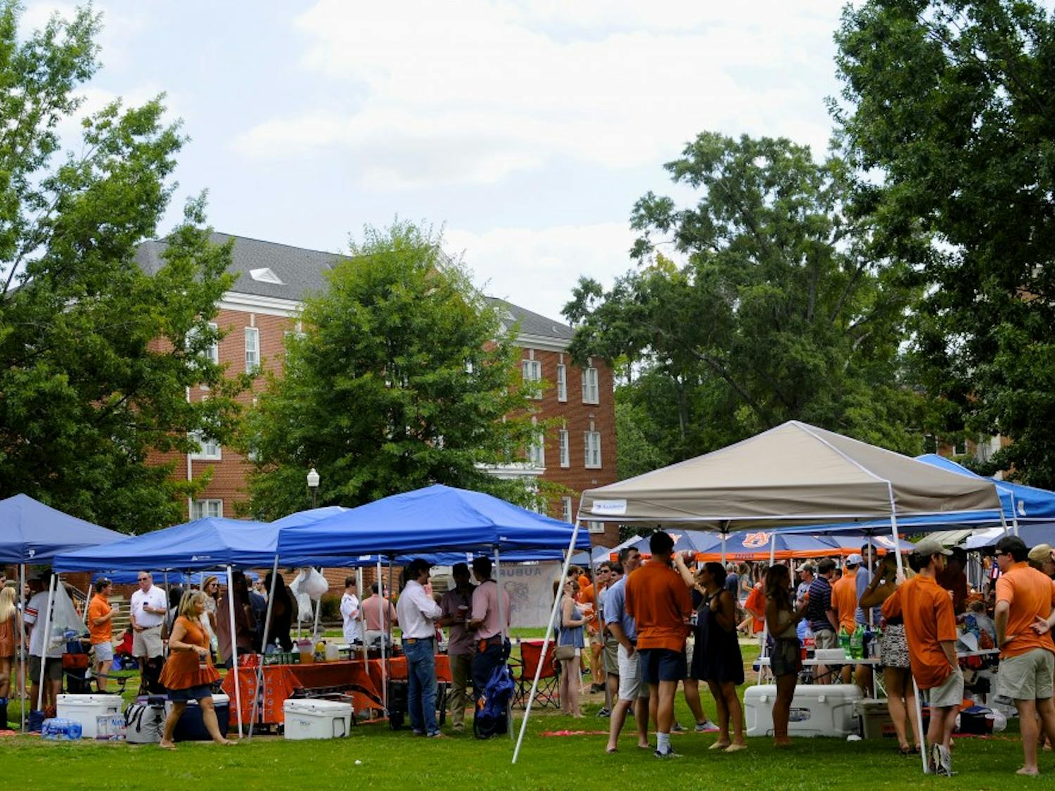 Tailgate parties in the Lower Quad in Auburn, Ala.