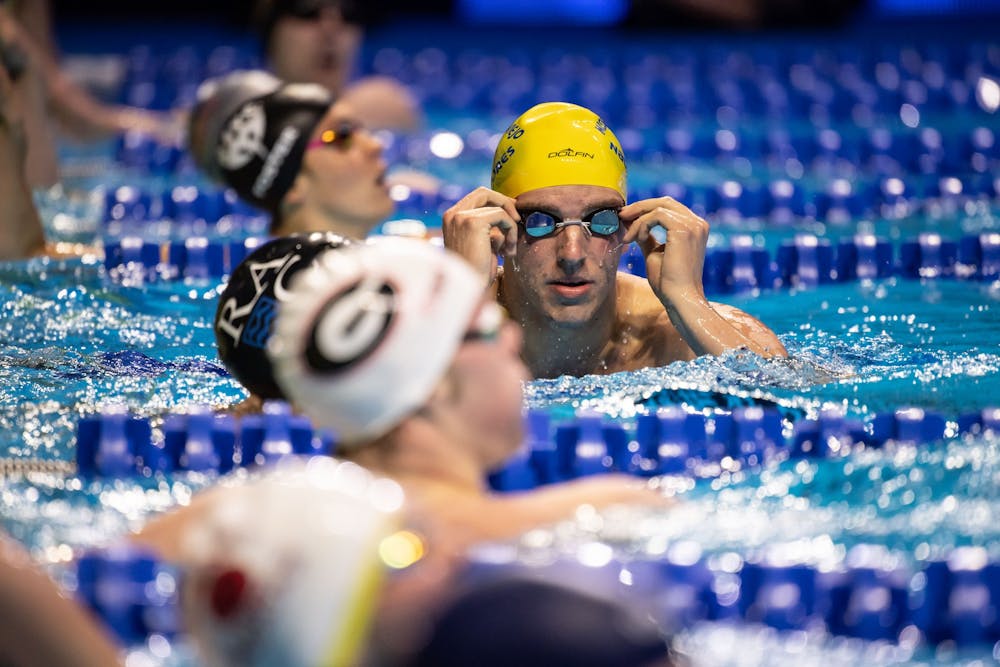 <p>Zach Apple. Photo via: Mike Lewis/USA Swimming.</p>