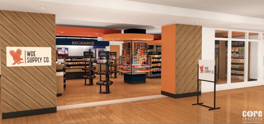 <p>Design rendering of WDE Supply Co. location in the Student Center.</p>
