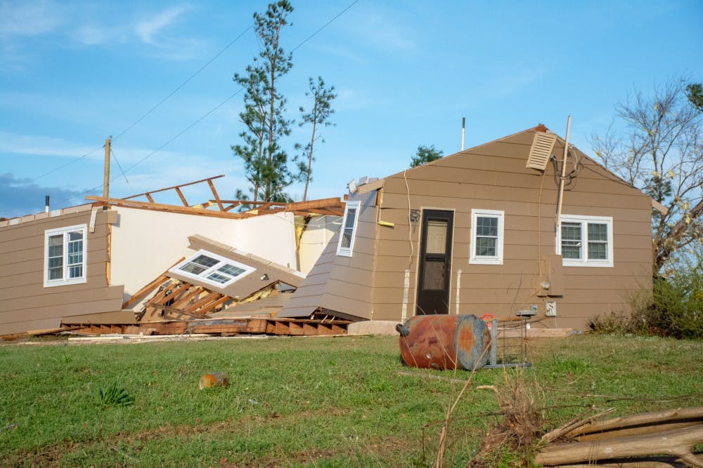 A home is destoryed on March 4, 2019, in Beauregard, Alabama, after a tornado killed 23 people and left dozens of other injured and without homes. 