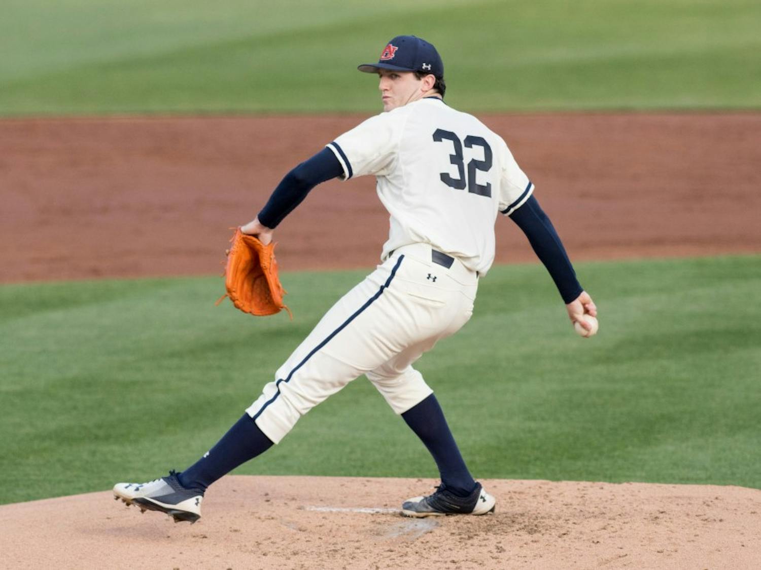 Casey Mize pitches during Auburn vs. Vanderbilt baseball on Friday, May 4, 2018, in Auburn, Ala.