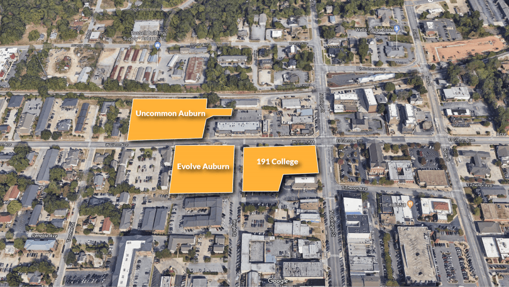The planned Uncommon Auburn apartment complex would be located just north of Evolve Auburn on West Glenn Avenue. (Source: City Documents)