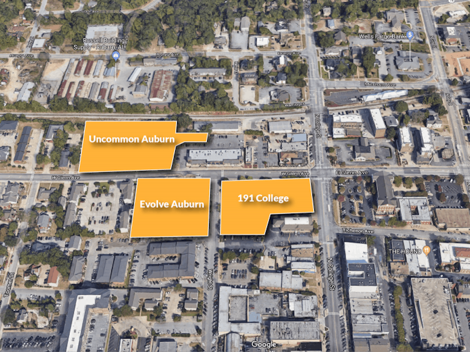 The planned Uncommon Auburn apartment complex would be located just north of Evolve Auburn on West Glenn Avenue. (Source: City Documents)