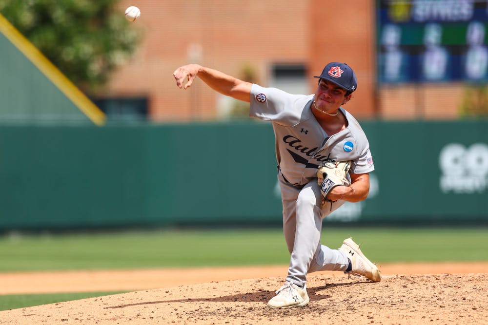 AUBURN, AL - JUNE 07 - Auburn's Andreas Alvarez (21) during the 2025 NCAA Tournament Super Regional game between the (4) Auburn Tigers and the (13) Coastal Carolina Chanticleers at Plainsman Park in Auburn, AL on Saturday, June 7, 2025.

Photo by David Gray/Auburn Tigers