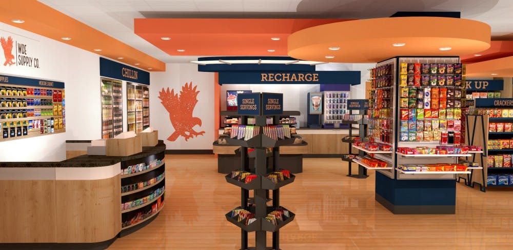 Design rendering of WDE Supply Co. location in the Student Center.