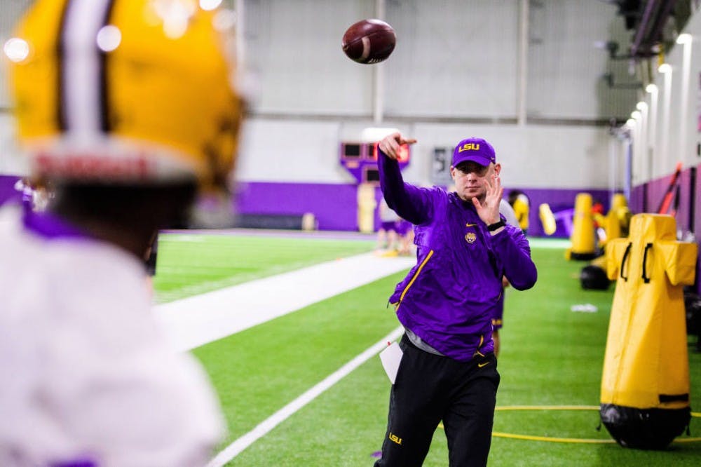 <p>LSU passing game coordinator Joe Brady. Via LSU Athletics / LSUSports.net.</p>