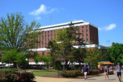 The 440,000-square-foot Haley Center will be replaced with a central classroom facility less than a third of that size. (Danielle Lowe / ASSISTANT PHOTO EDITOR)