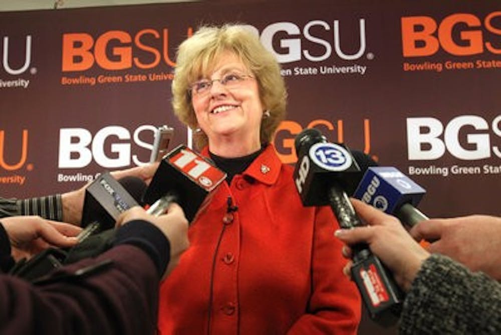 Mary Ellen Mazey speaks at Bowling Green State University after being named the next president. (Craig Bell / Photography Director BGSU)