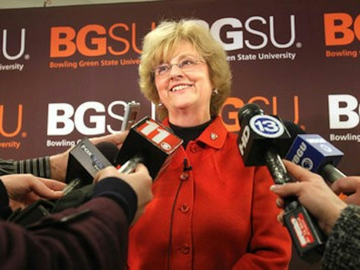 Mary Ellen Mazey speaks at Bowling Green State University after being named the next president. (Craig Bell / Photography Director BGSU)