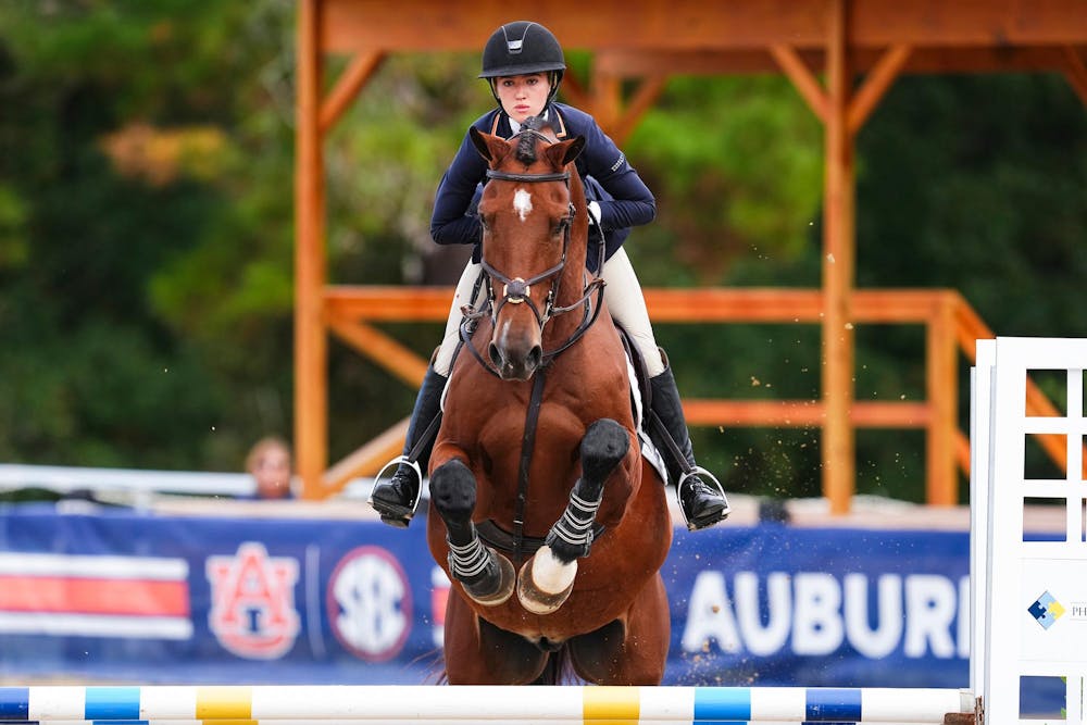 AUBURN, AL - OCTOBER 04 - Auburn’s Ariana Marnell during the meet between the #4 Auburn Tigers and the #8 Baylor Bears at Auburn University Equestrian Center in Auburn, AL on Saturday, Oct. 4, 2025.

Photo by Addi Ray/Auburn Tigers
