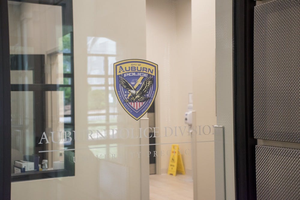 The door to the Auburn Police Division on Friday, April 6, 2018, in Auburn, Ala.