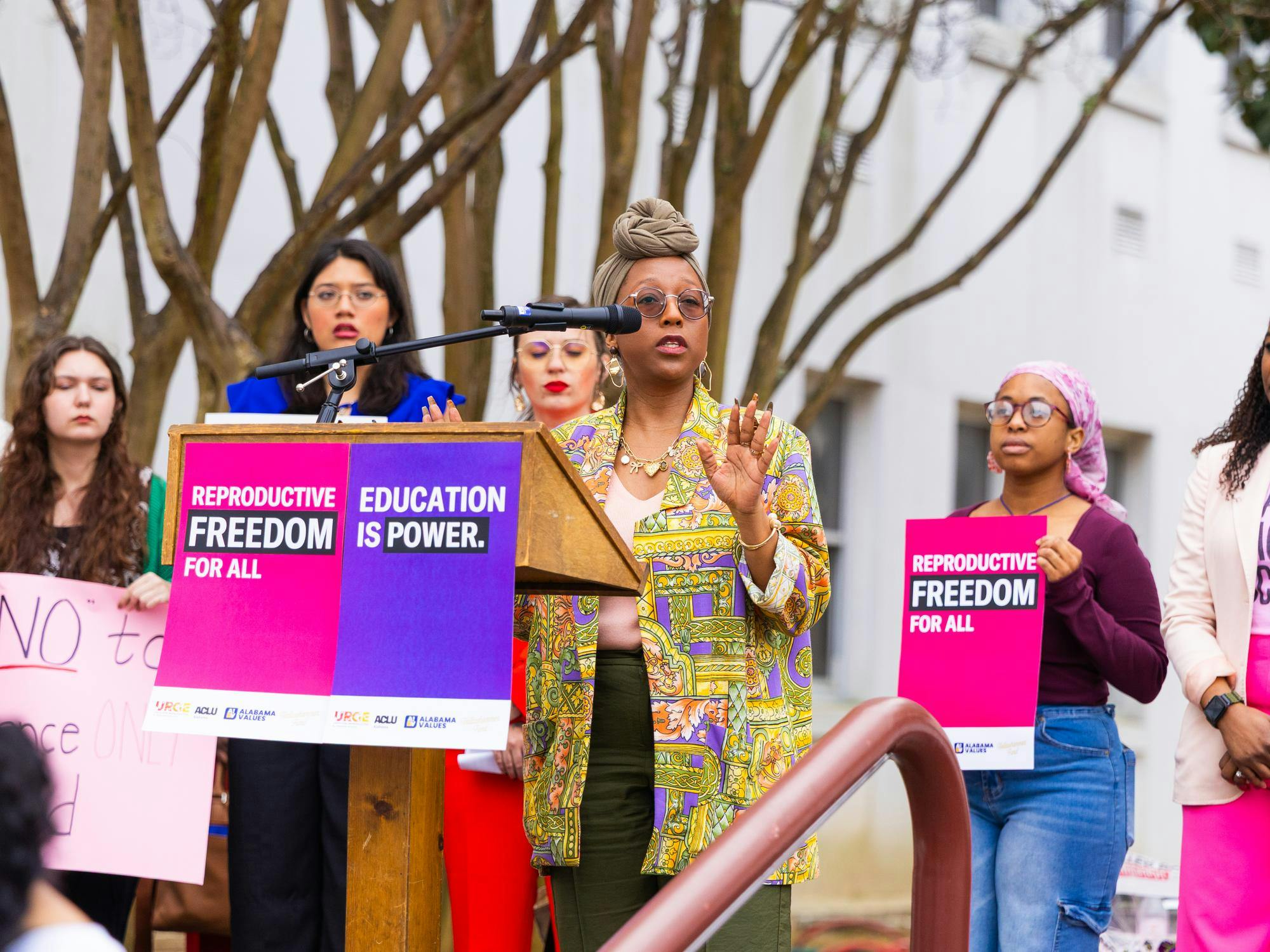 Anneshia Hardy, Executive Director for Alabama Values Progress, speaks at the Our Bodies, Our Futures Advocacy Day on Feb. 10, 2026.