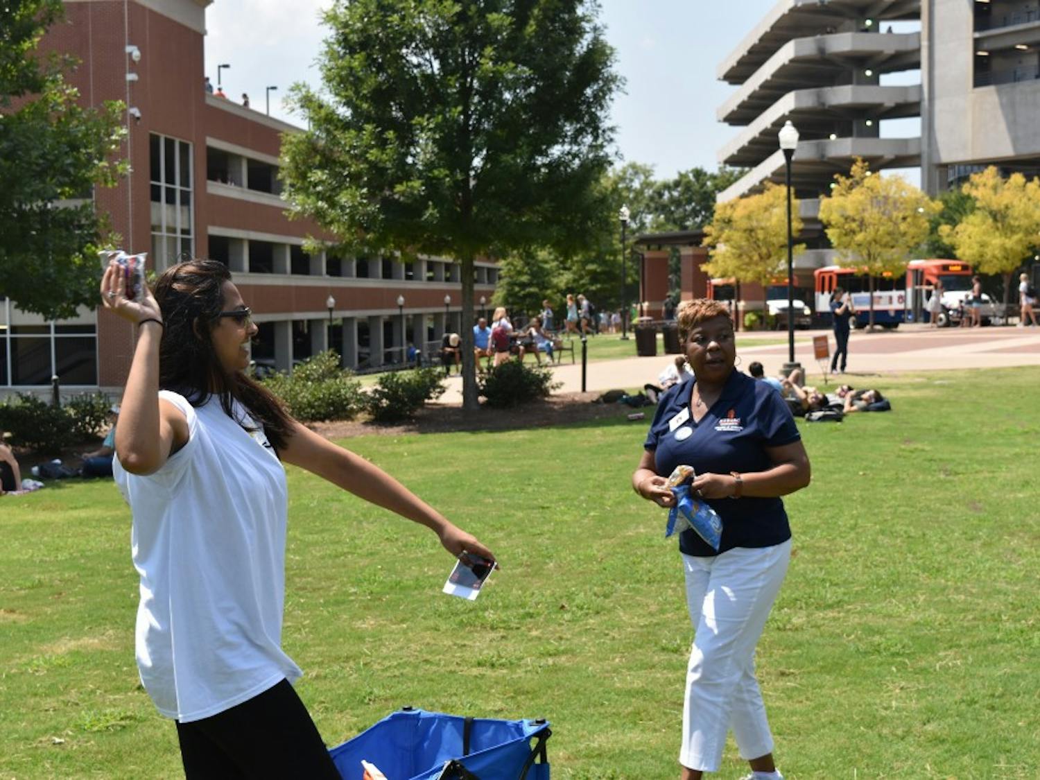 The COSAM office of diversity and multicultural affairs handed out Sun Chips and moon pies to students on the green space.