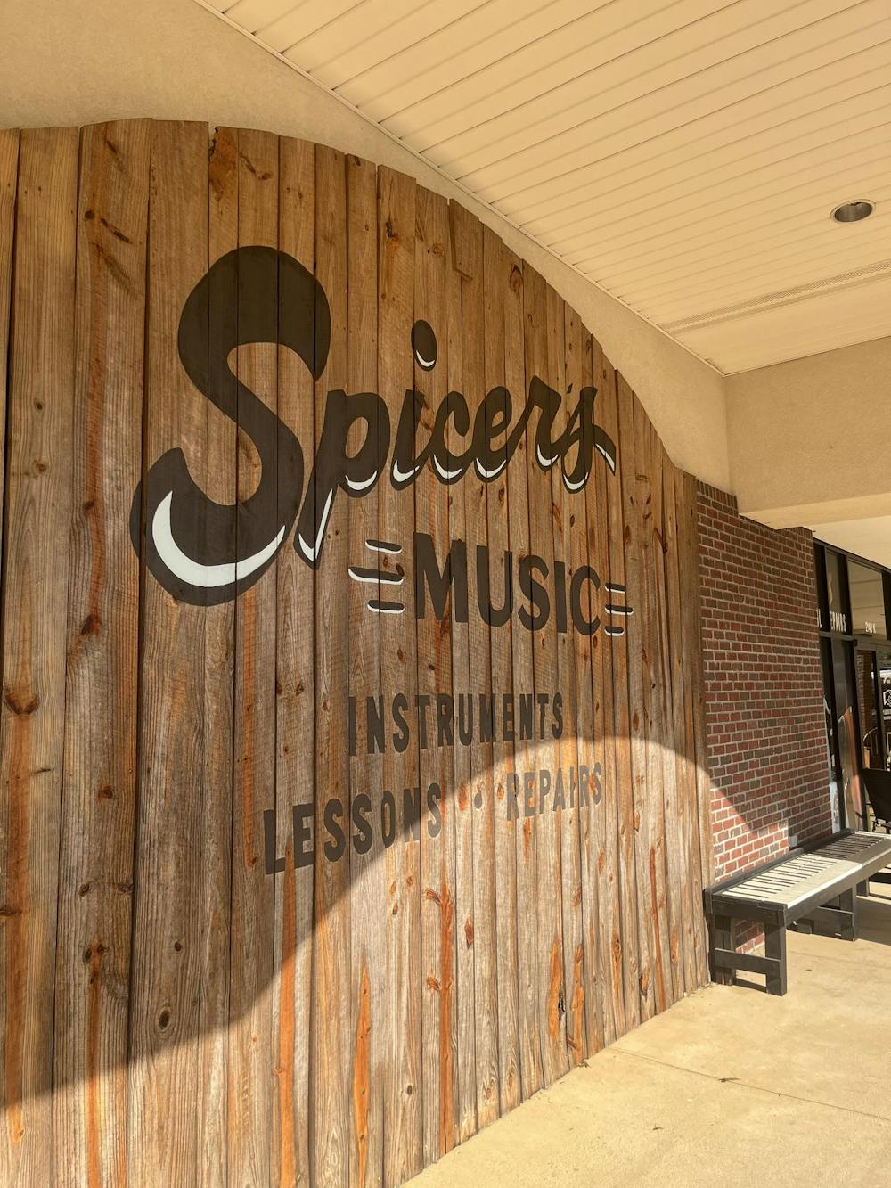 <p>The outside of Spicer's Music.</p>