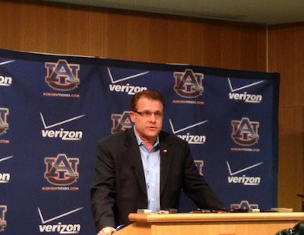 New head coach Gus Malzahn speaking during press conference. (Ethan Brady / SPORTS REPORTER)