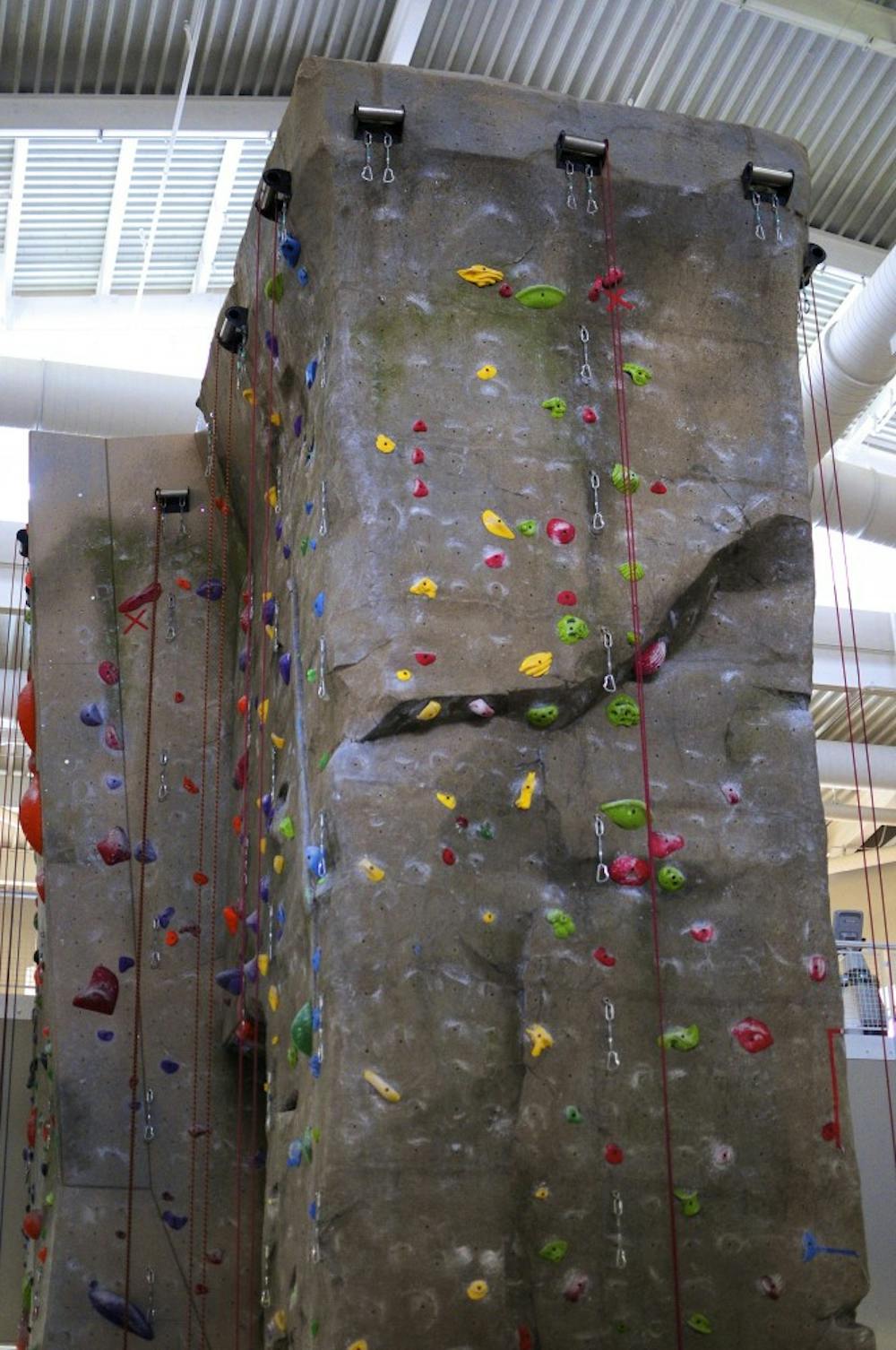 <p>A rock climbing wall at Auburn&nbsp;University Recreation and Wellness Center on Thursday, May 11, 2017 in Auburn, Ala.</p>