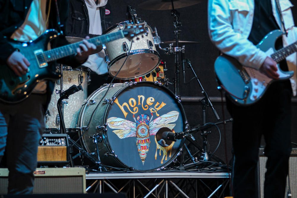 <p>The Band Honey performs for the crowd at War Damn Coffee Jam hosted by UPC at Samford Lawn in Auburn, Ala. on Nov. 11, 2025. </p>