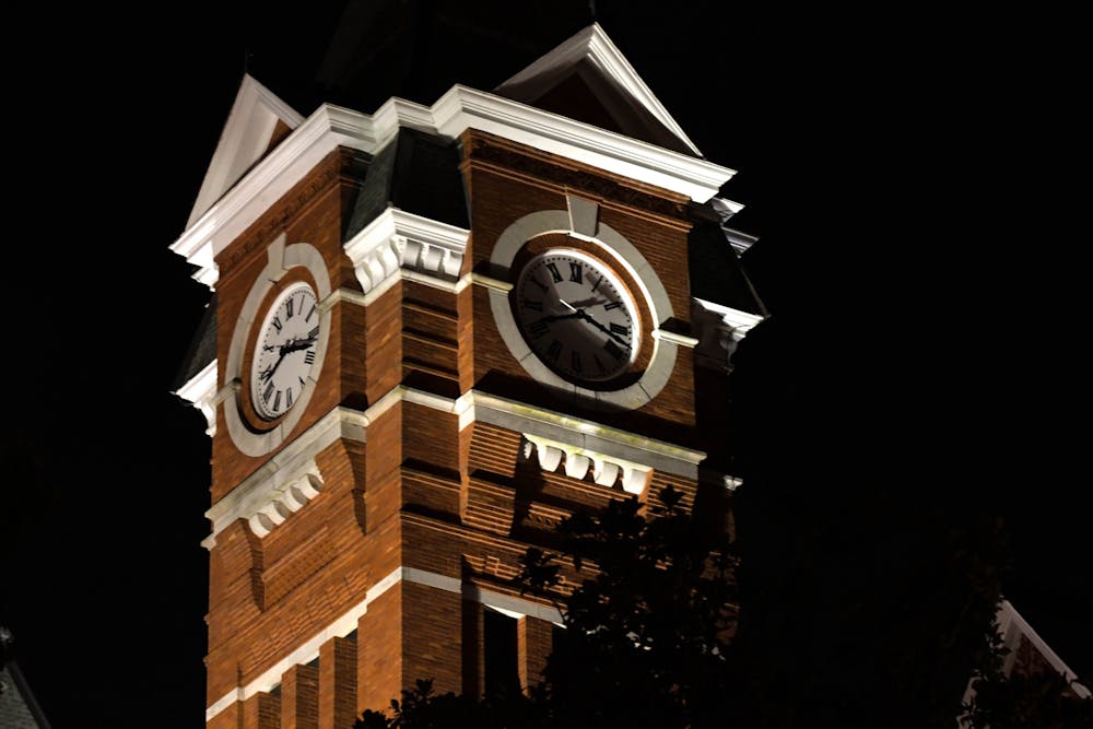 Samford Hall clock tower on October 7th, 2023.