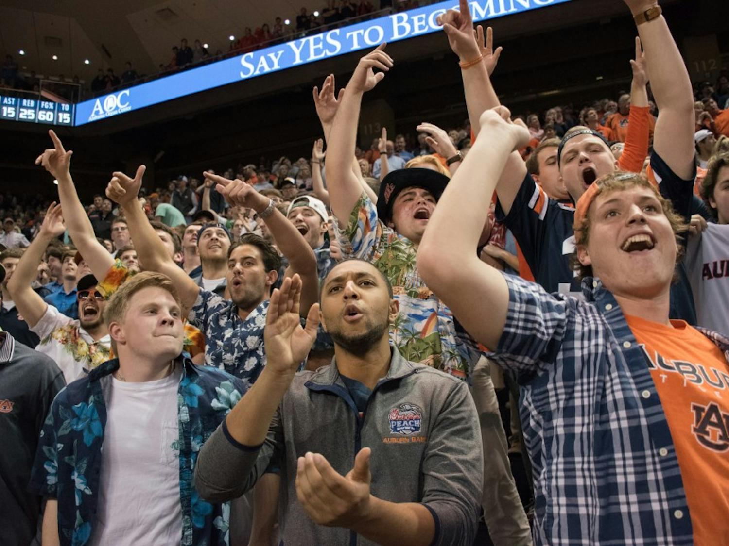 Auburn fans cheer on the men's basketball team on Wednesday, Feb. 7, 2018, in Auburn, Ala.