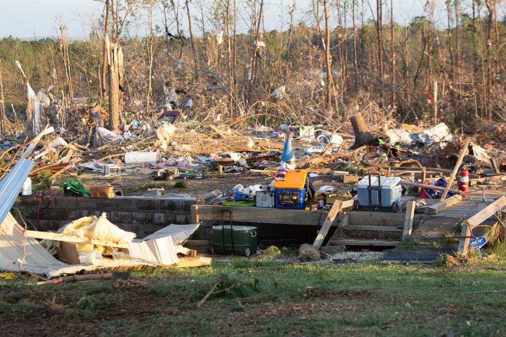 A home destroyed in Beauregard, Alabama, after a tornado killed 23 people and left dozens of other injured and without homes. 