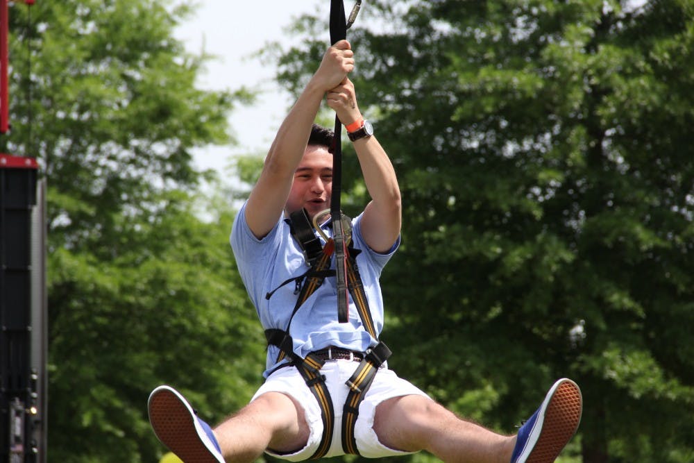 Students enjoyed riding the zip line&nbsp;at the UPC Spring Fling,&nbsp;on Wednesday, April 19, 2017 in Auburn, Ala.