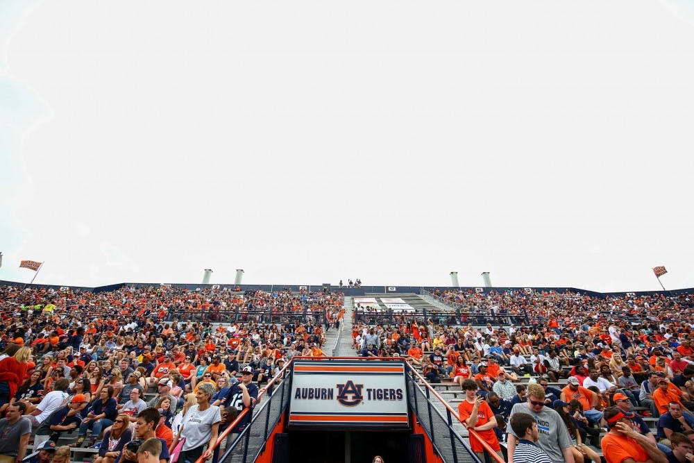 Jordan-Hare has a scoreboard-less stadium on A-Day 2015.