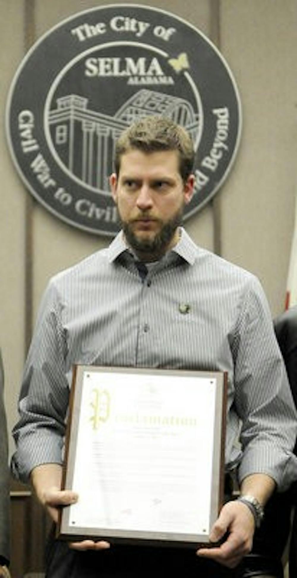 Doug Bacon was honored Tuesday, Jan. 22 at the Selma City Hall for saving a woman from the Alabama River. (Courtesy of Tim Reeves / Selma Times Journal)