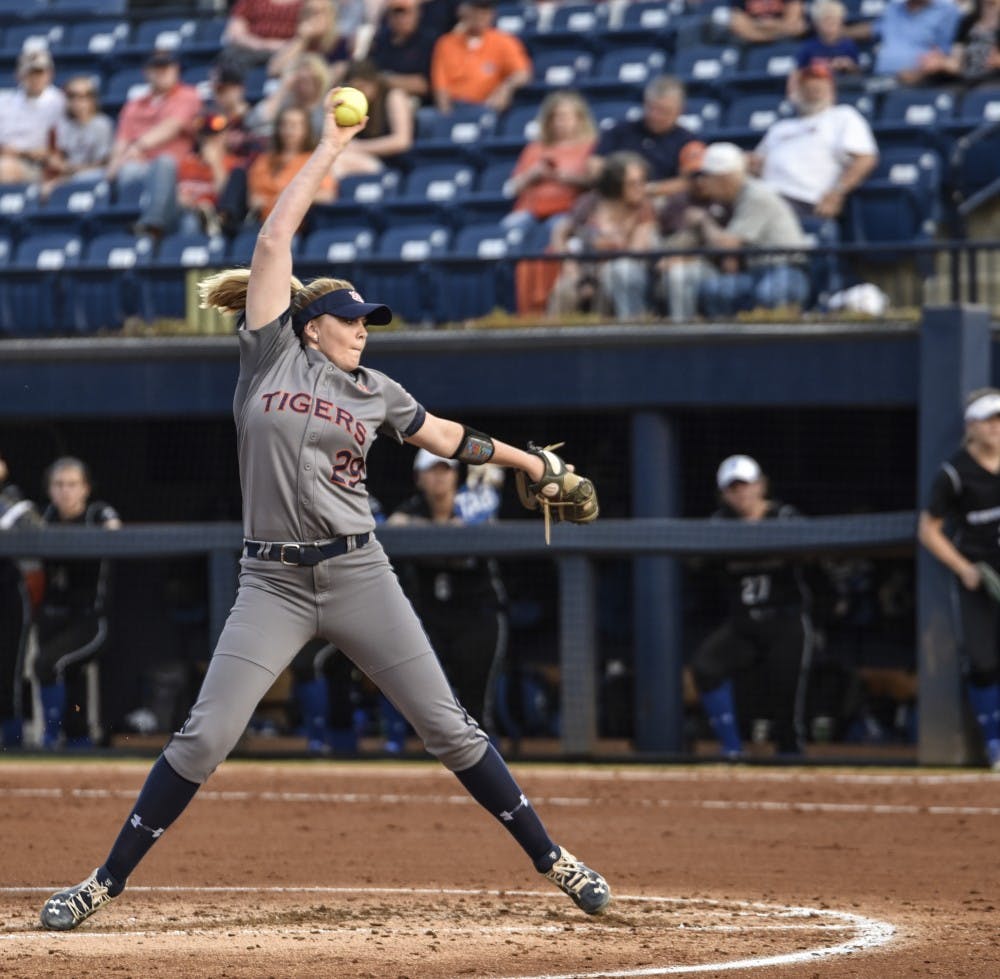 Auburn starting pitcher/relief pitcher Makayla Martin (29) during Auburn Tigers Softball vs. Georgia State on Wednesday, April. 12, 2017, in Auburn, Ala.