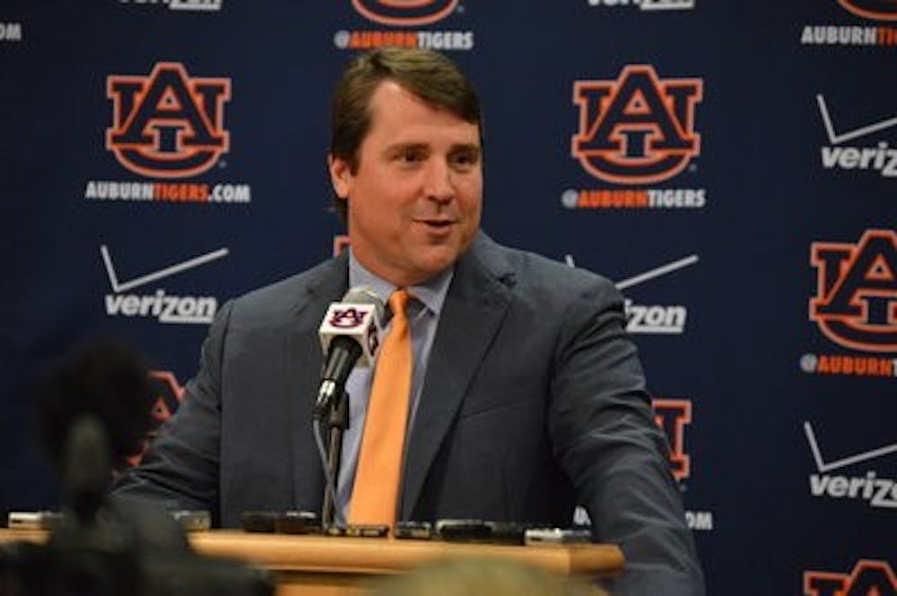 <p>Will Muschamp during his introductory press conference on Dec. 13, 2014. (Emily Enfinger | Photo Editor)</p>