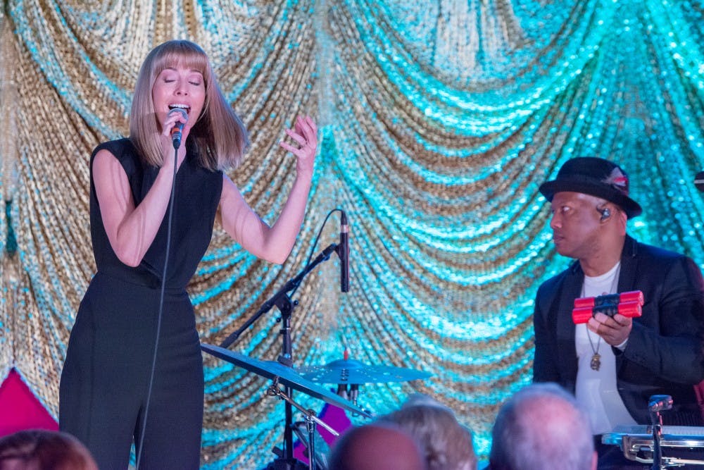 Singer, songwriter and Broadway actress Morgan James performs at a reveal party for the Gogue Performing Arts Center's inaugural season on March 6, 2019.