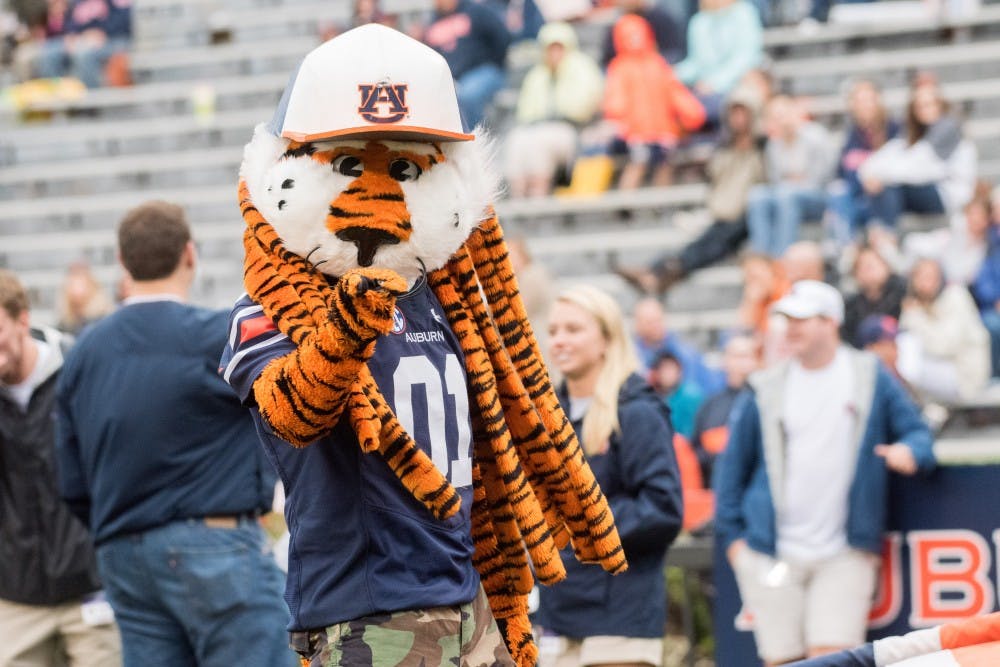 Aubie the Tiger&nbsp;during Auburn's A-Day game on Saturday, April 7, 2018, in Auburn, Ala.