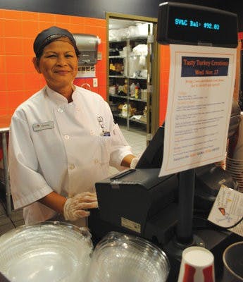 Kannika Hanel, head of the food line at Chef's Table, has become a friendly addition to the popular Student Center restaurant. (Maria Iampietro / Associate Photo Editor)