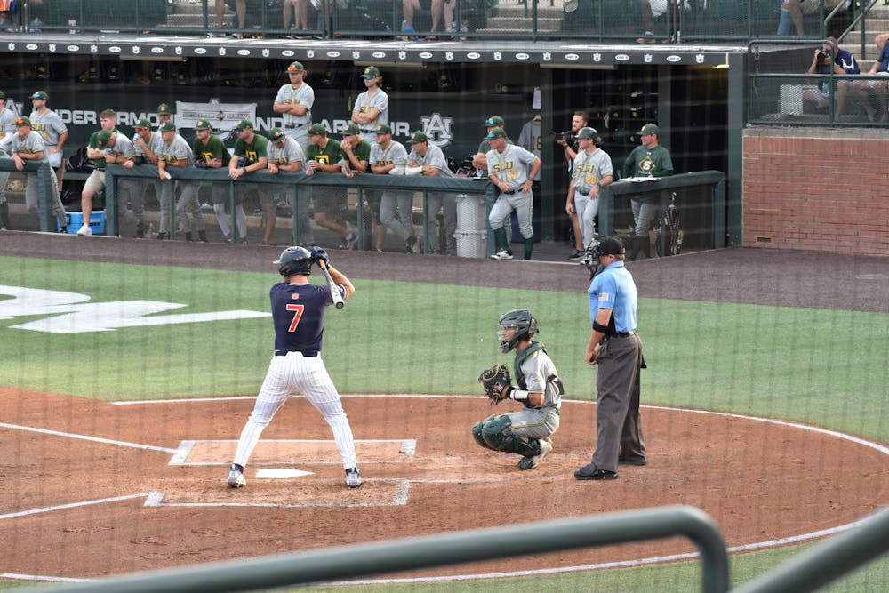 <p>Cole Foster bats against Southeast Louisiana in Auburn's first game of NCAA Regional play.</p>
