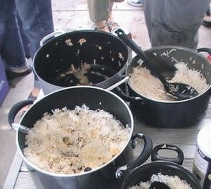 The cuisine at the barbecue included joje kebab (chicken kebab), mast khiar (yogurt sauce with cucumbers, spices and green onions), polo (white rice) and zereshk polo with morgh (rice with sour berries, chicken, saffron and other spices). (Nathan Simone / ONLINE EDITOR)