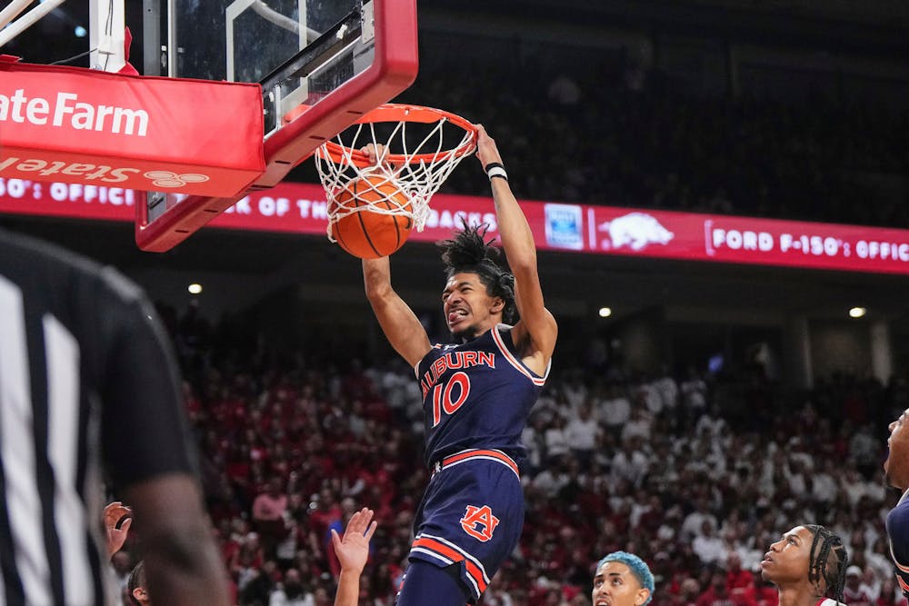 FAYETTEVILLE, AR - JANUARY 06 - Auburn’s Chad Baker-Mazara (10) during the game between the #25 Auburn Tigers and the Arkansas Razorbacks at Bud Walton Arena in Fayetteville, AR on Saturday, Jan. 6, 2024.

Photo by Zach Bland/Auburn Tigers