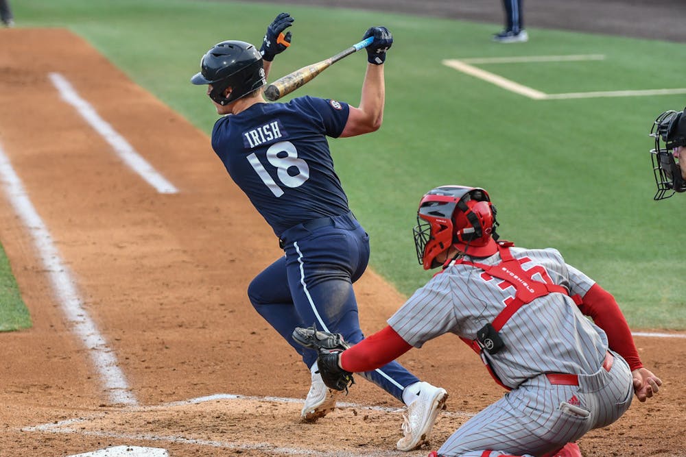 Auburn designated hitter Ike Irish (18) moves to run to first base during a matchup against Indiana in Plainsman Park on Feb. 17, 2023.
