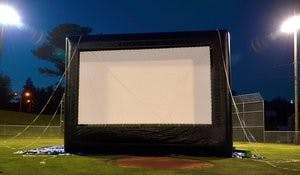 The Corner Kickoff big screen after its completion. The screen will show old intro videos and Auburn Everyday episodes. (Courtesy of Jessie King)