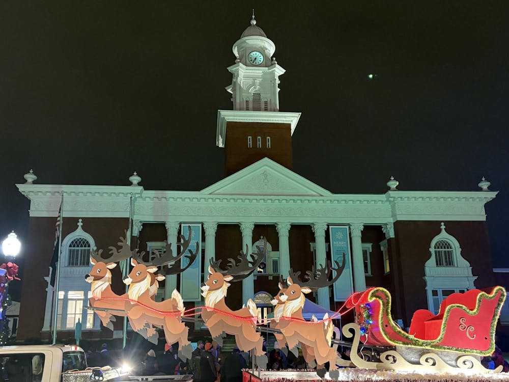 <p>The final float parked in front of the Lee County Courthouse after the Snopelika parade.</p>