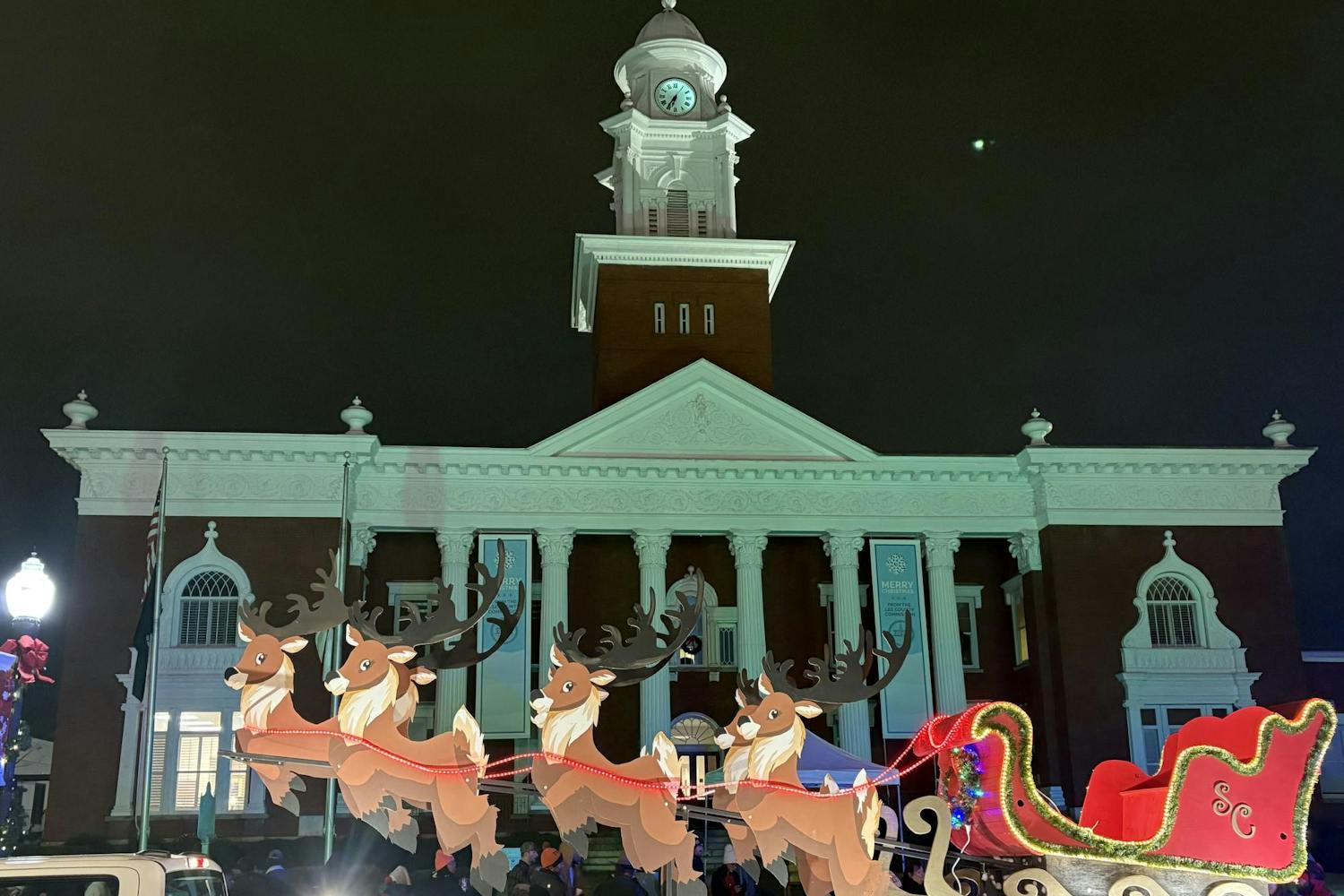 The final float parked in front of the Lee County Courthouse after the Snopelika parade.