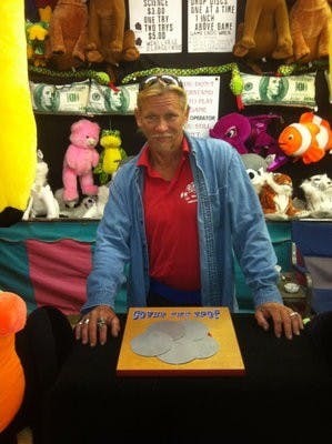 Buzz is back on the road with the fair for the first time in six years working as a game clerk. (Kate Jones / INTRIGUE EDITOR)