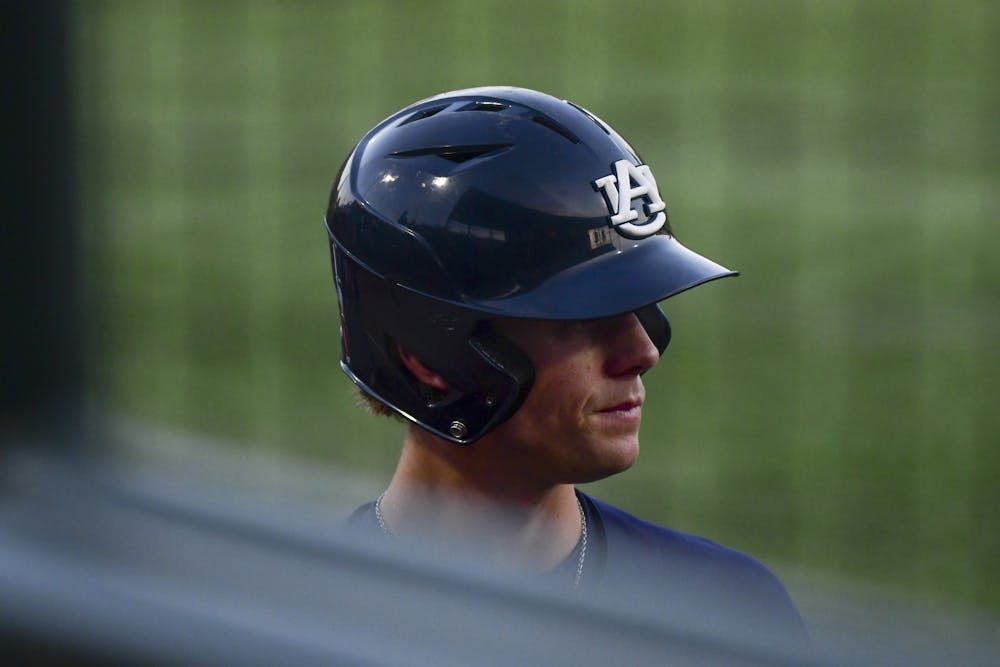 Auburn infielder Caden Green (1) waits for his turn at the bat during a matchup against Samford in Plainsman Park on Tuesday, April 18, 2023.