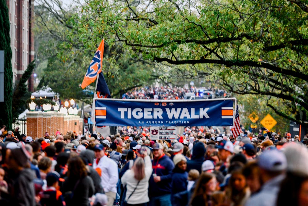<p>Crowd gathers for Tiger Walk outside Jordan-Hare Stadium before kickoff against Texas A&amp;M on November 12, 2022.&nbsp;</p>