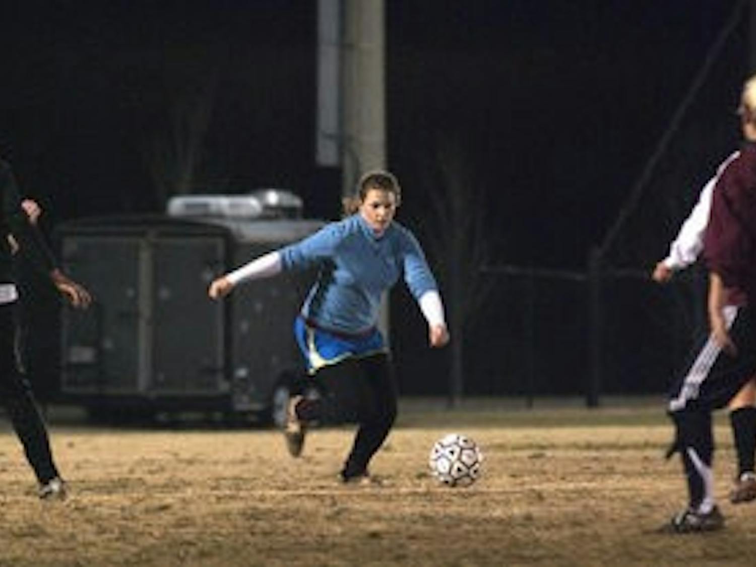 Students try out Wednesday for the women's club soccer team at the Auburn Soccer Complex. (Brian Woodham / Assistant Sports Editor)