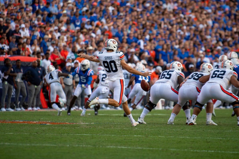Arryn Siposs (90) punts the ball during Auburn vs. Florida, on Saturday, Oct. 5, 2019, in Gainesville, Fla.
