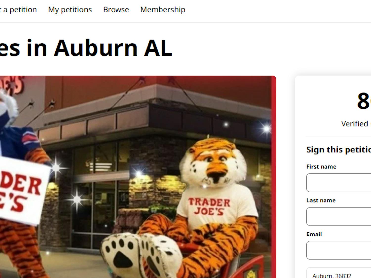 Trader Joes petition screenshot