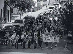 Participants march in the 2011 Think Pink Walk The East Alabama Medical Center Foundation is hosting three events in order to raise money to support the EAMC Breast Health for Underserved Women program. The three events are the Think Pink Walk Sept, 29, Bingo for Breast Care Oct. 9 and Bra Dazzle, a bra-decorating contest Oct. 2-9. (Courtesy of EAMC)
