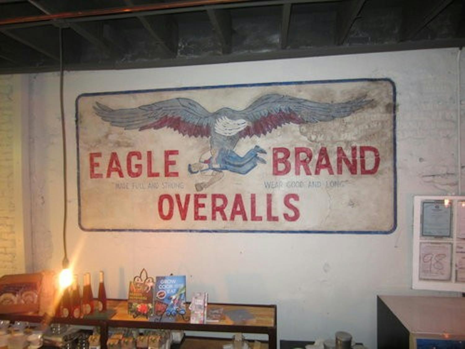 In the mid-1800s, Eagle Brand Overalls were manufactured in the very spot that now brews coffee. During the Civil War, the factory stopped making overalls in order to make uniforms for the Southern military. (Susan Ann / WRITER)